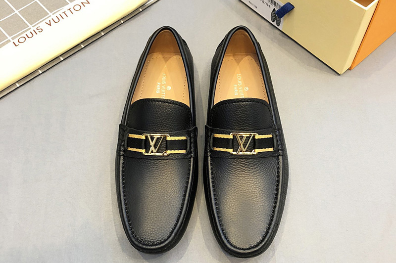Men's Louis Vuitton Hockenheim moccasin Shoes Black Leather