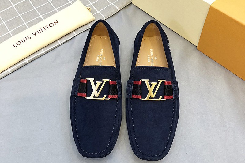 Men's Louis Vuitton Monte Carlo moccasin Shoes Blue Suede Leather