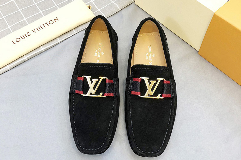 Men's Louis Vuitton Monte Carlo moccasin Shoes Black Suede Leather