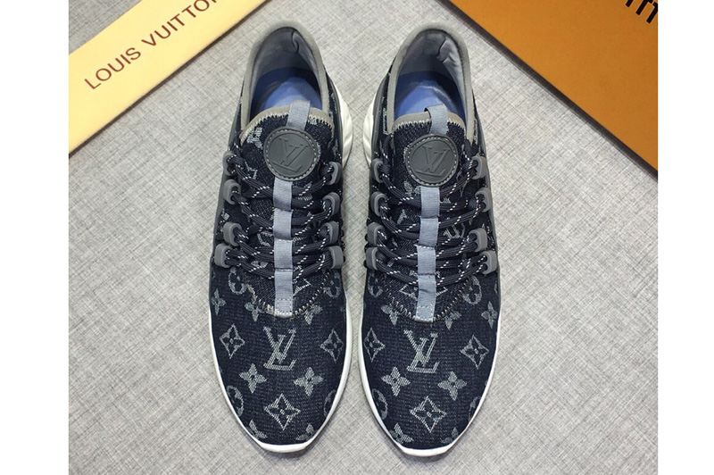 Men's Louis Vuitton Fastlane sneaker and Shoes Navy Blue Monogram Denim