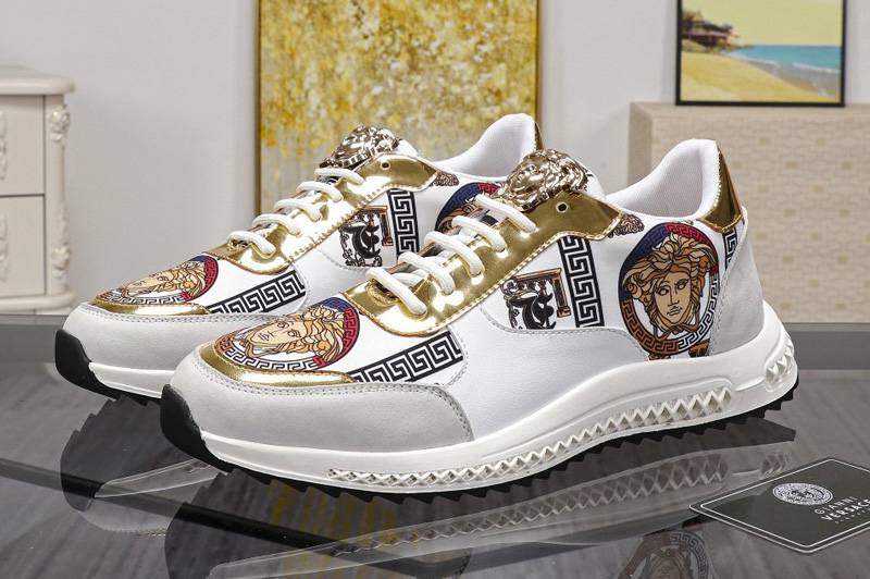 Men's Versace Sneaker and Shoes White Leather With Print