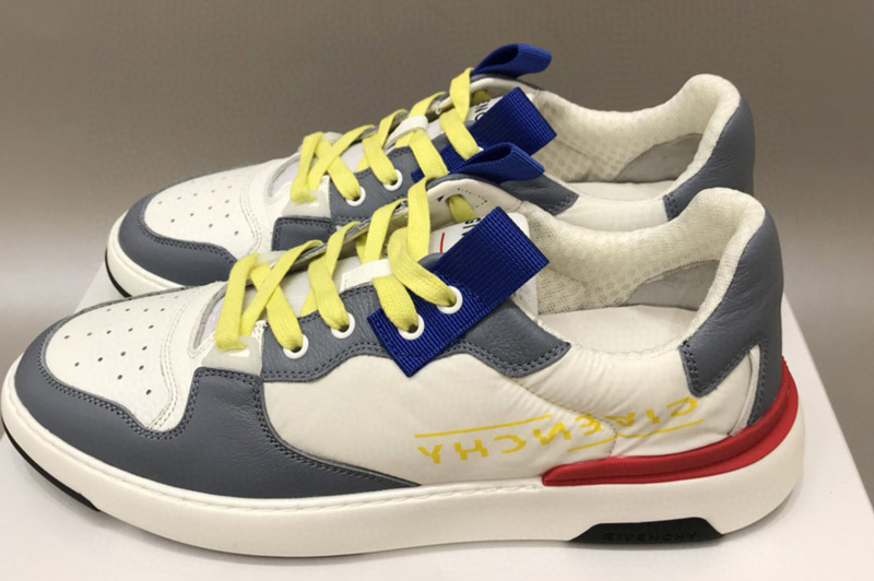 Mens Givenchy BH002 Wing low-top Multicolor sneakers in White/Blue/yellow/Gray Leather