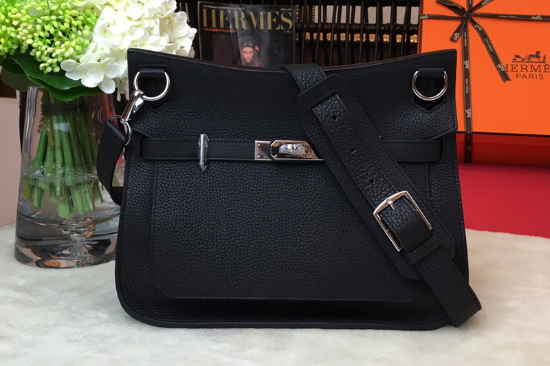 Hermes H061784 Jypsiere 28 bag in Black original taurillon Clemence leather