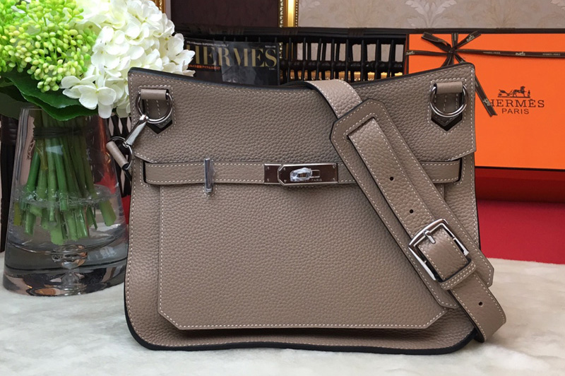 Hermes H061784 Jypsiere 28 bag in Gray original taurillon Clemence leather