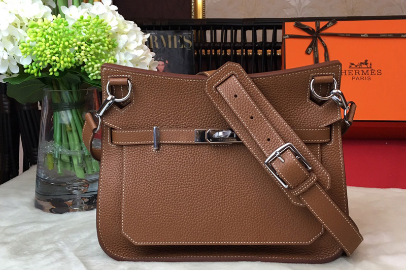 Hermes H061784 Jypsiere 28 bag in Brown original taurillon Clemence leather