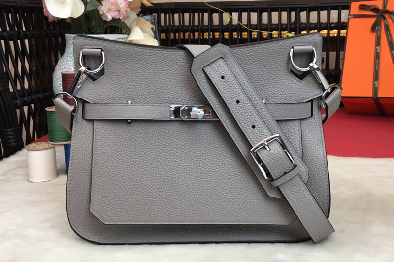 Hermes H061784 Jypsiere 28 bag in Grey original taurillon Clemence leather