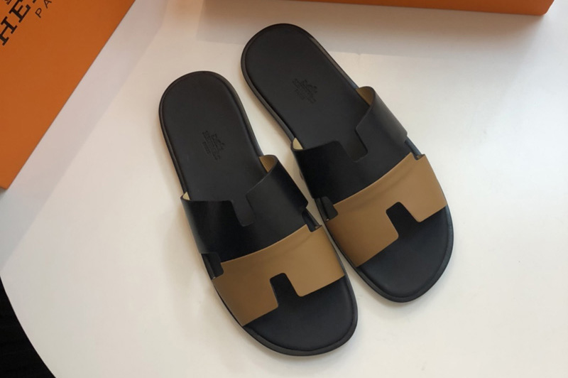 Hermes H172460 Izmir sandal in Black/Brown Leather