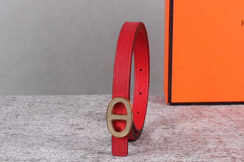 Women's Hermes 13mm Mini Athena buckle Reversible belt in Red Epsom Leather