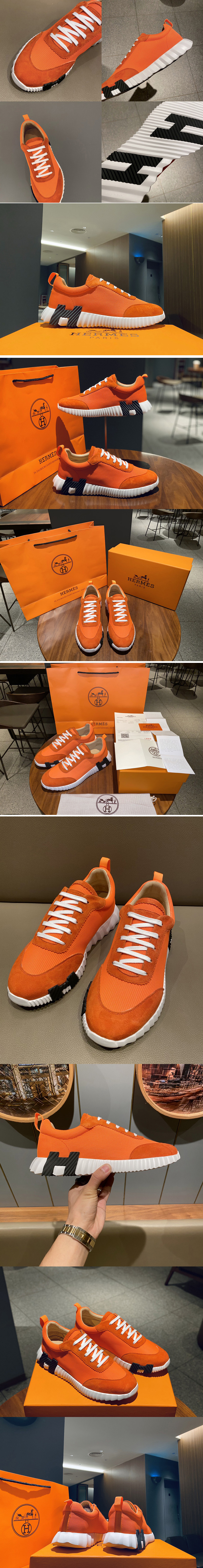 Hermes H202935 Bouncing sneaker in Orange and Black [H202935-n00064