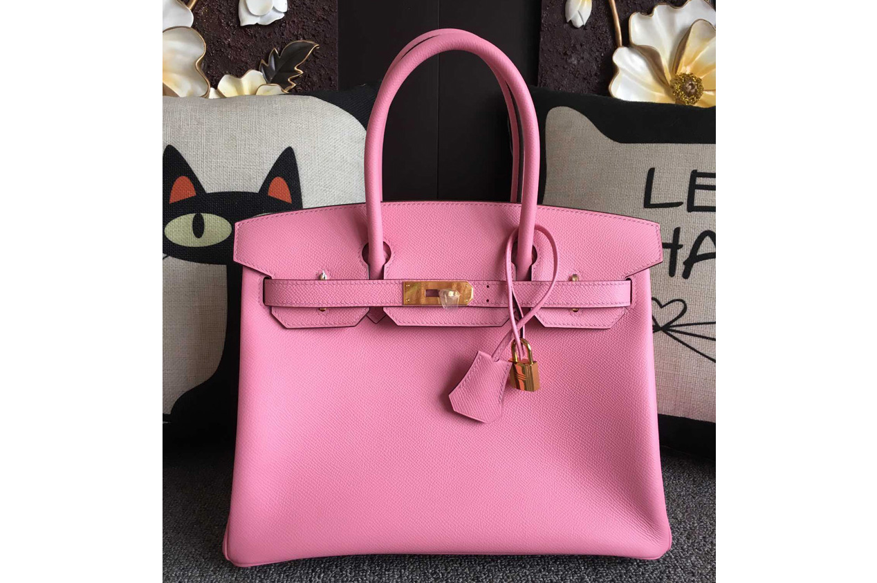Hermes Birkin 30 Tote Bags Full Handstitched in Pink Epsom Leather