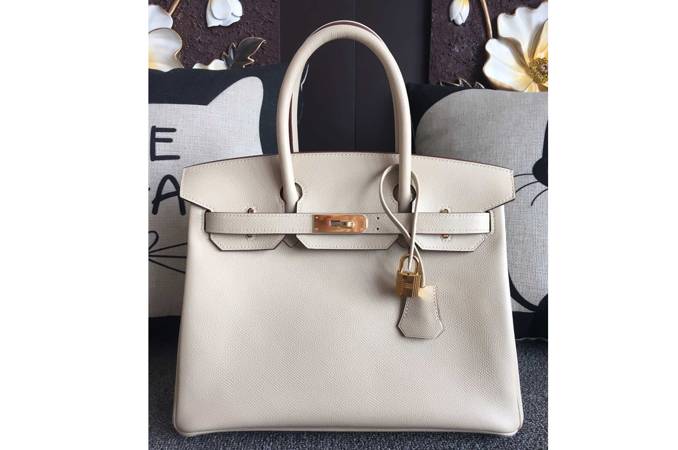 Hermes Birkin 30 Tote Bags Full Handstitched in White Epsom Leather With Gold Buckle