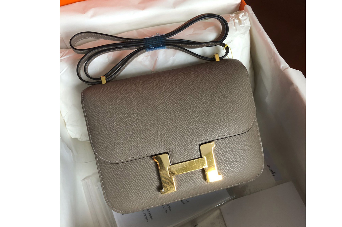 Hermes constance 18 Bag in Khaki Epsom Leather with Gold Buckle