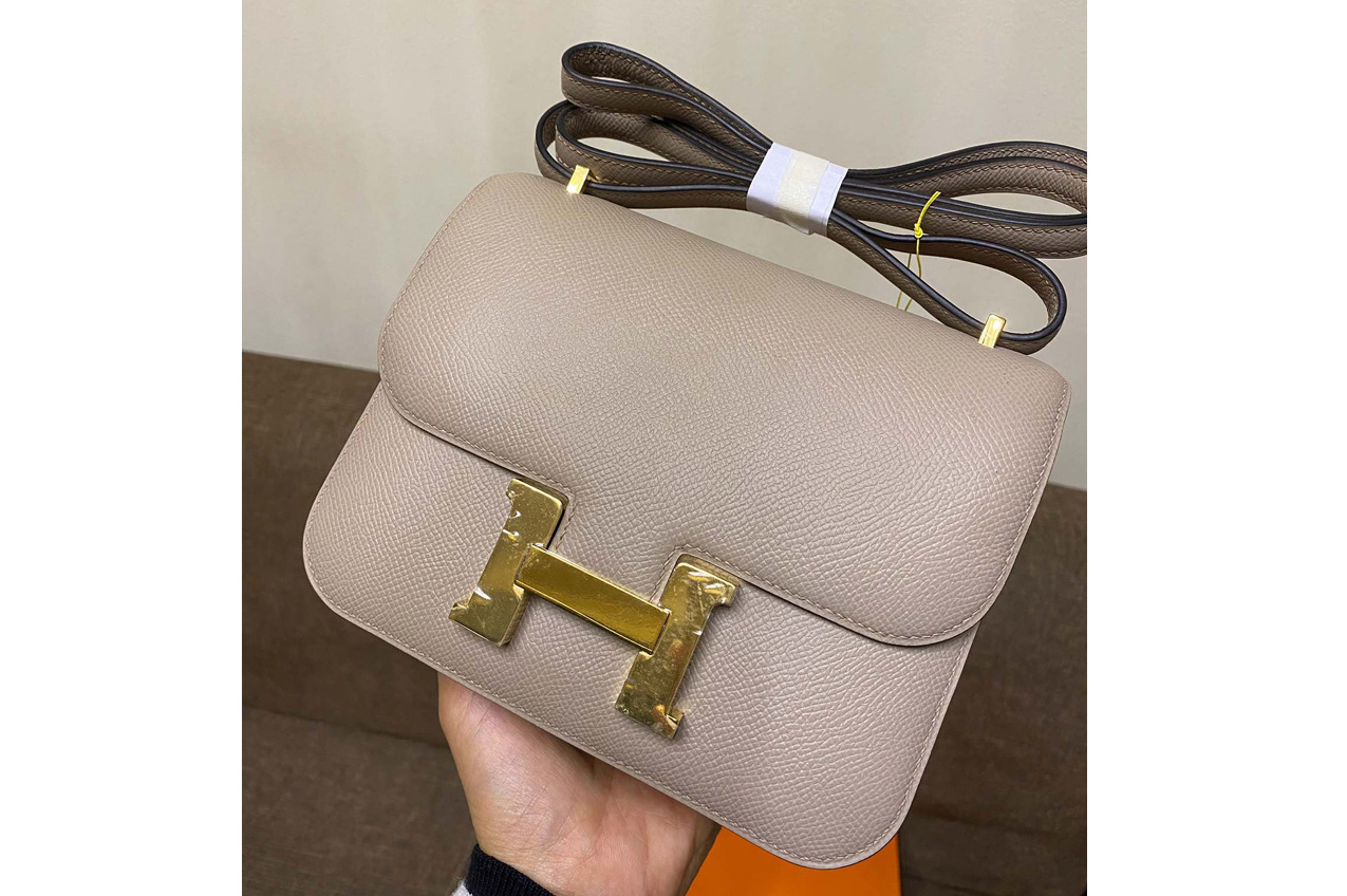 Hermes constance 19 Bag in Gray Epsom Leather with Gold Buckle