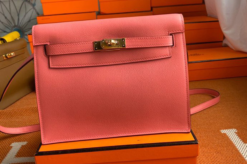 Hermes Kelly Danse 22cm Bag in Red Evercolor Leather with Gold Buckle