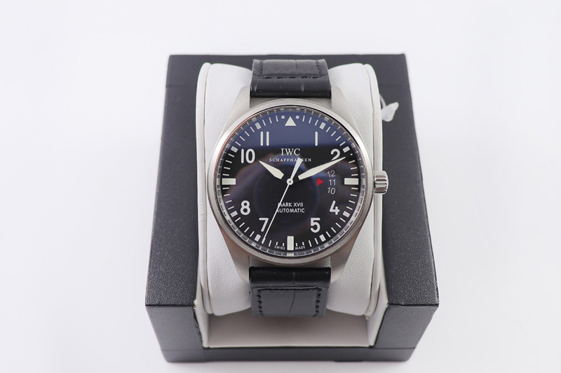 IWC Mark XVII IW326501 SS FK 1:1 Best Edition Black Dial on Black Leather Strap on A2824/2892