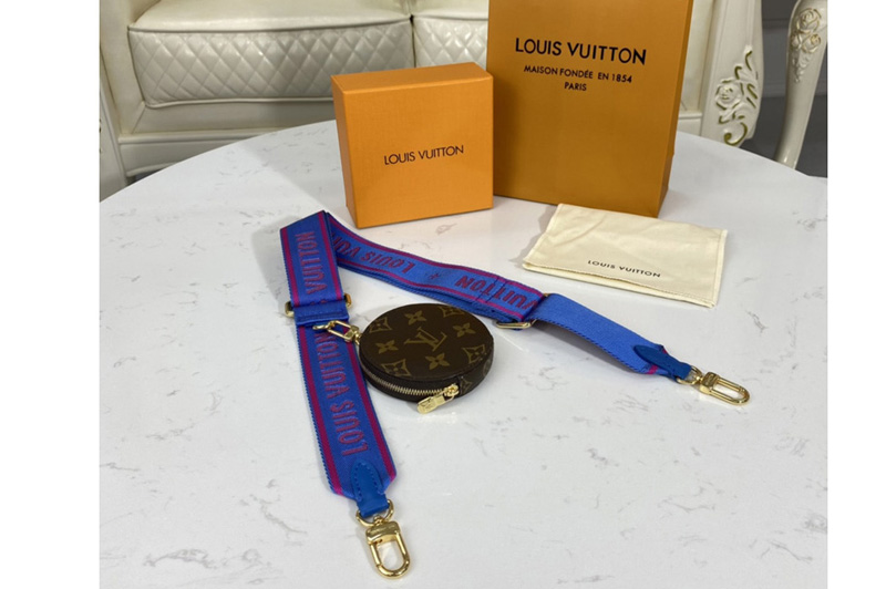 Louis Vuitton J02493 LV bandouliere Jacquard Strap in Blue Nylon and Monogram coated canvas