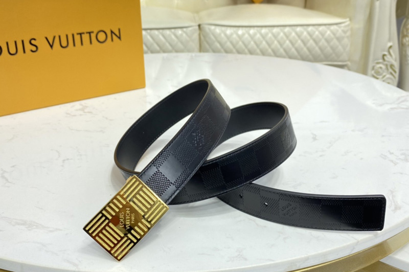 Louis Vuitton M0023U LV Damier Plate 35mm reversible belt in Damier Infini With Gold Buckle