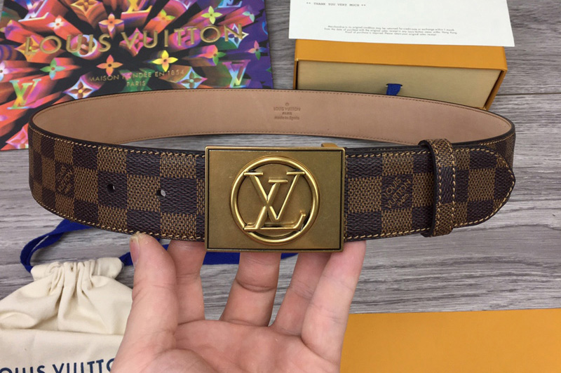 Louis Vuitton M0024Q Adventurer 40mm belt in Damier Ebene Canvas With Gold/Silver Buckle