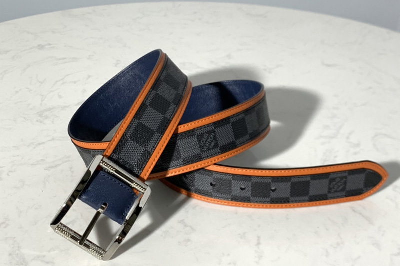 Louis Vuitton M0038U LV Reverso 40mm Reversible Belt in Damier Graphite Canvas