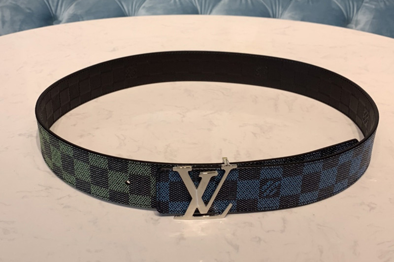 Louis Vuitton M0087Q LV Initiales 40mm Reversible Belt in Damier Graphite Canvas Silver Buckle