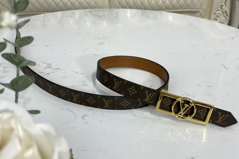 Louis Vuitton M0196U LV Dauphine 25mm Reversible belt in Monogram/Tan Brown With Gold Buckle