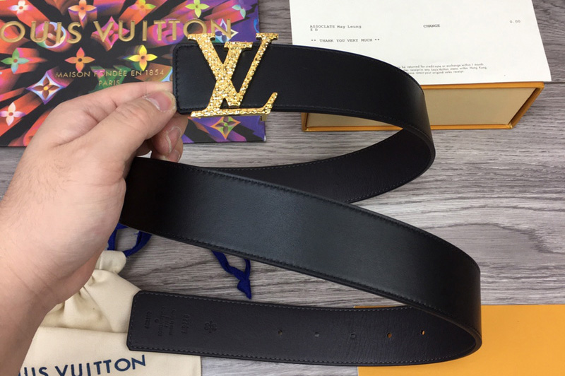 Louis Vuitton M0226V LV Optic 40mm reversible belt in Black Calf Leather With Gold Buckle