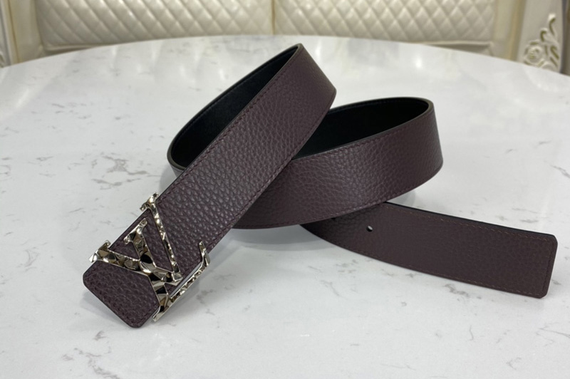 Louis Vuitton M0273V LV Facets 40mm reversible belt in Burgundy Red/Black calf leather With Silver Buckle