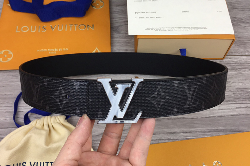 Louis Vuitton M0276V LV Initiales 40mm Reversible belt In Monogram Eclipse/Black With White Buckle