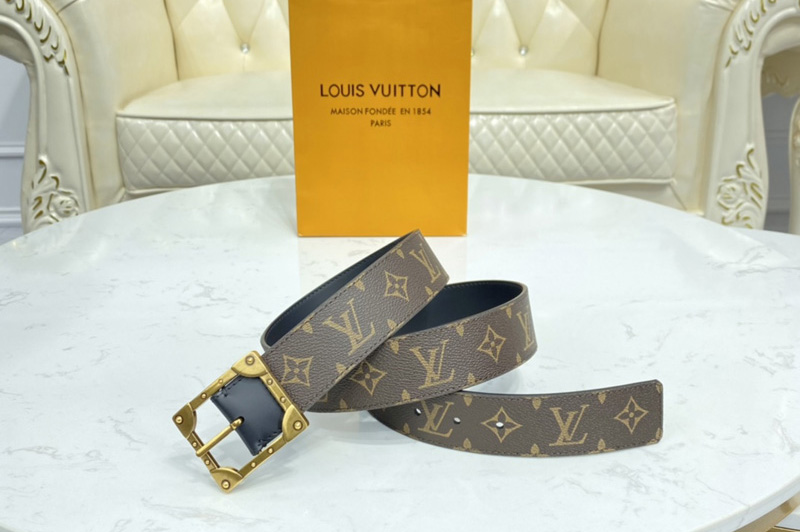 Louis Vuitton M0278Q LV Trunk 40MM reversible belt in Monogram canvas With Gold Buckle