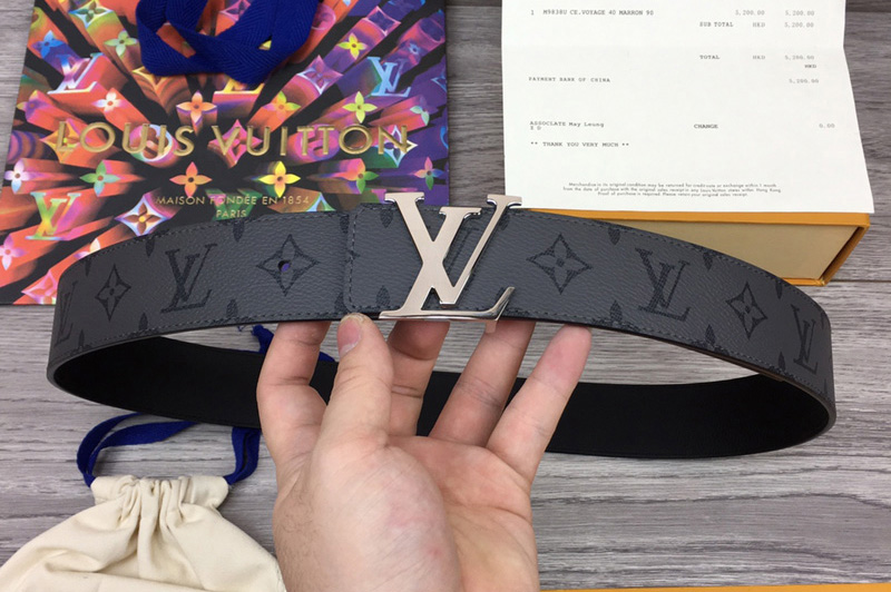 Louis Vuitton M0285V LV Initiales 40mm Reversible belt in Monogram Eclipse Canvas With Silver Buckle