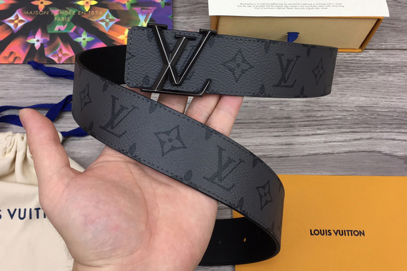 Louis Vuitton M0285V LV Initiales 40mm Reversible belt in Monogram Eclipse Canvas With Black Buckle
