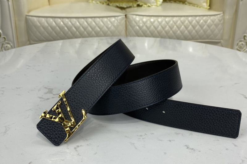 Louis Vuitton M0292V LV Facets 40mm reversible belt In Navy Blue/Chocolate Brown With Gold Buckle