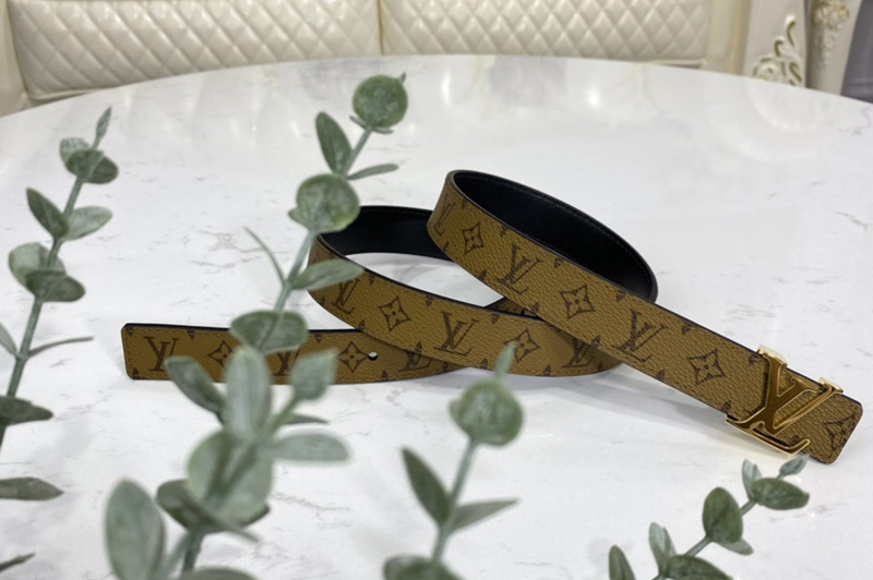 Louis Vuitton M0296X LV Initiales 25mm belt in Monogram Reverse Canvas With Gold Buckle