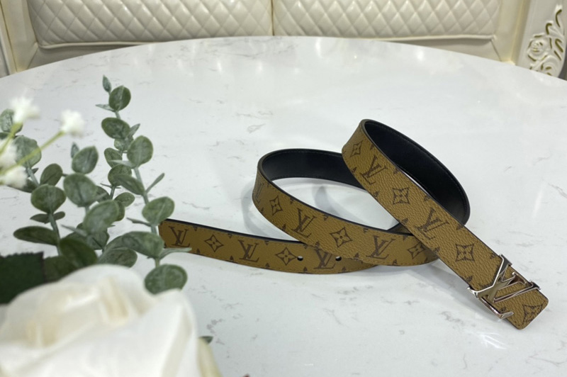 Louis Vuitton M0296X LV Initiales 25mm belt in Monogram Reverse Canvas With Silver Buckle