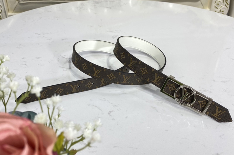 Louis Vuitton M0318U LV Dauphine 25mm Reversible belt in Monogram/White With Silver Buckle