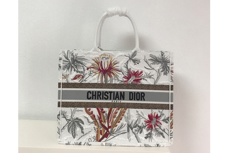 Dior M1286 Dior Book Tote Bag in Palm Tree Toile de Jouy Embroidery