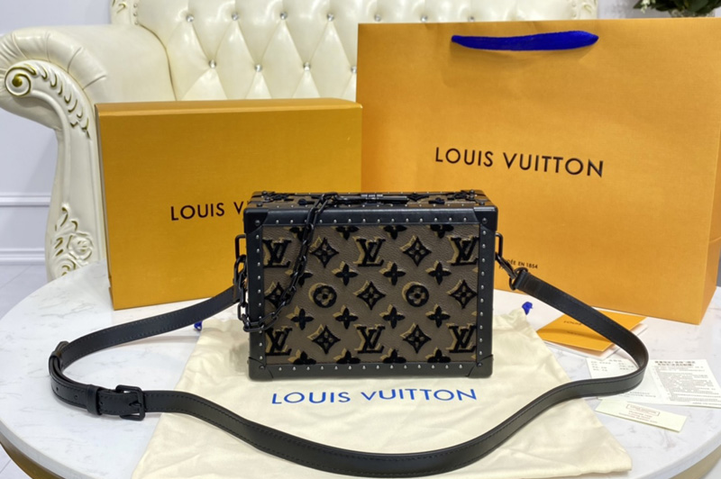 Louis Vuitton Soft Trunk messenger bag in Embroidered Monogram Tuffetage Noir coated canvas