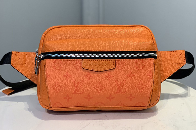 Louis Vuitton M30430 LV Outdoor bumbag Bag in Orange Taiga Leather and Monogram Eclipse Canvas