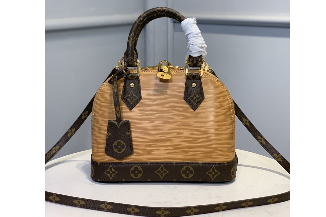 Louis Vuitton M40302 LV Alma BB Bag in Brown Epi Leather and Monogram Canvas