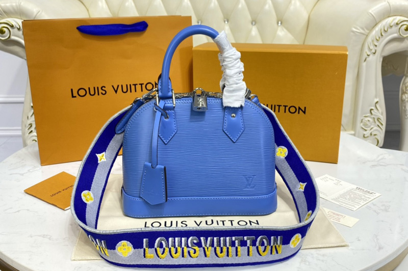 Louis Vuitton M57426 LV Alma BB handbag in Blue Epi Leather