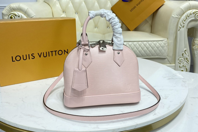 Louis Vuitton M41327 LV Alma BB handbag in Black Rose Ballerine Pink Leather