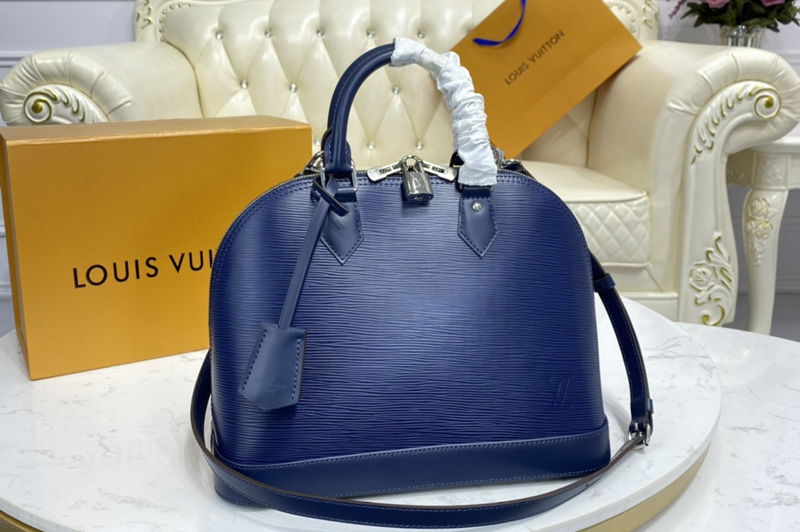 Louis Vuitton M40302 LV Alma PM handbag in Blue Epi Leather