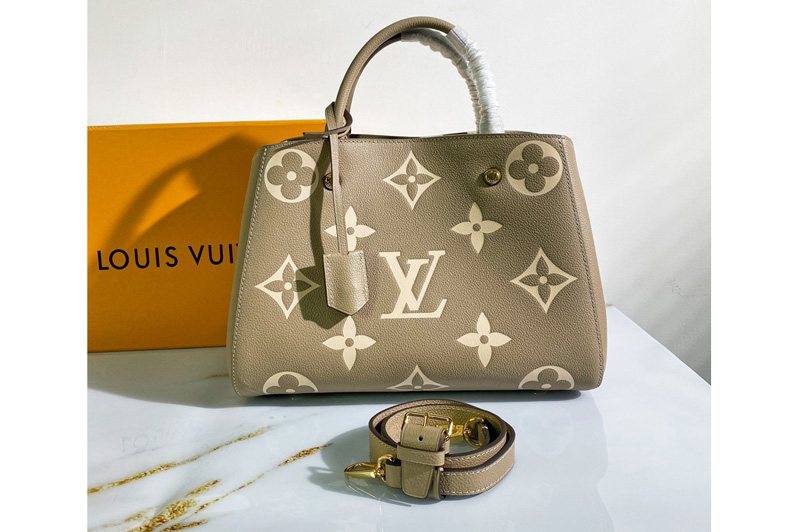 Louis Vuitton M45489 LV Exclusive Prelaunch - Montaigne BB Handbag in Tourterelle Gray/Cream Monogram Empreinte Leather