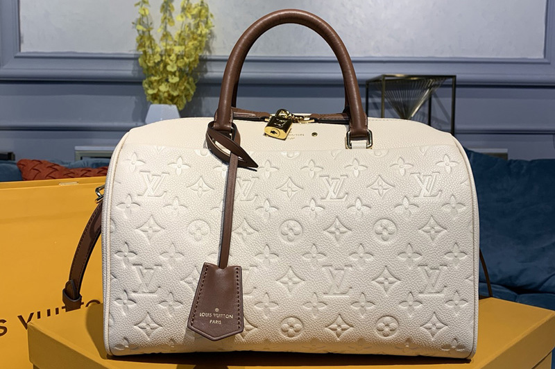 Louis Vuitton M42406 Speedy Bandouliere 30 handbag in White Monogram Empreinte leather