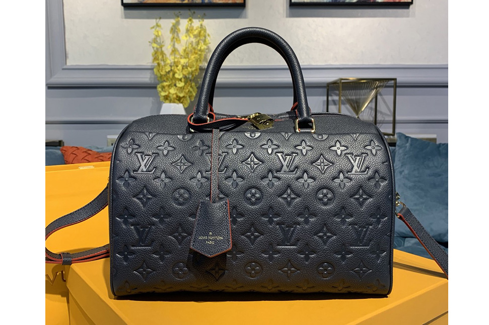 Louis Vuitton M42406 Speedy Bandouliere 30 handbag in Navy Blue Monogram Empreinte leather