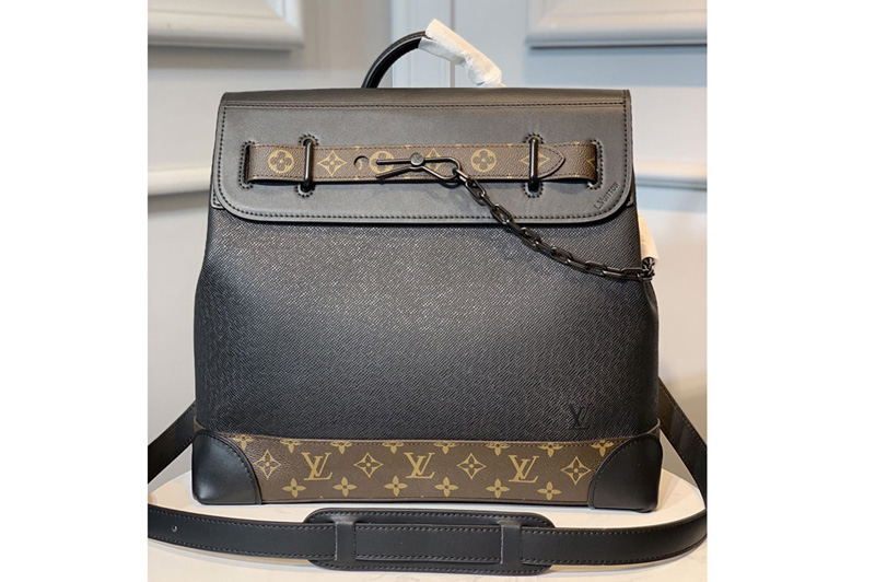Louis Vuitton M44473 LV Steamer PM Bag in Taiga Leather And Monogram Canvas