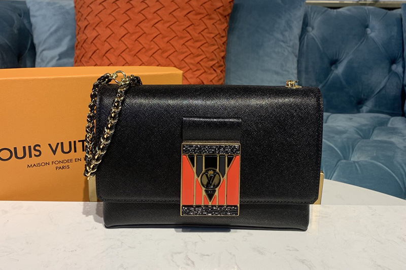 Louis Vuitton M55650 LV Pochette LV Thelma Bags Black grained calfskin leather