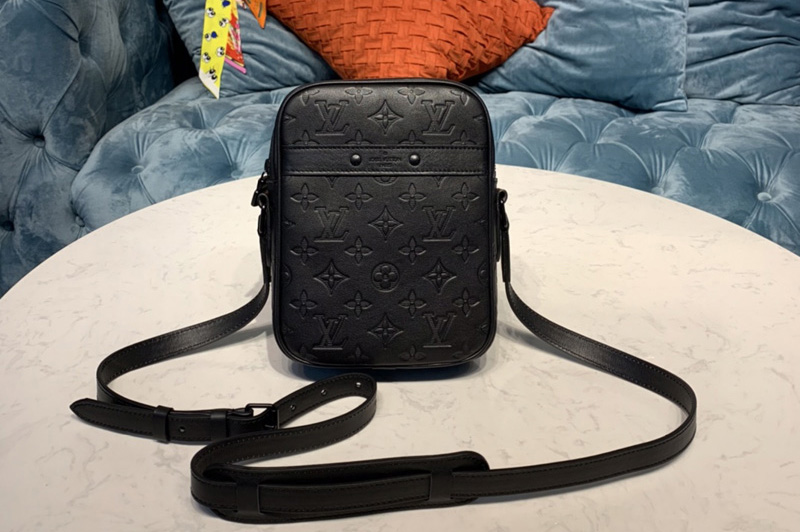 Louis Vuitton M44972 LV Danube Slim mens bag in Monogram Shadow calf leather