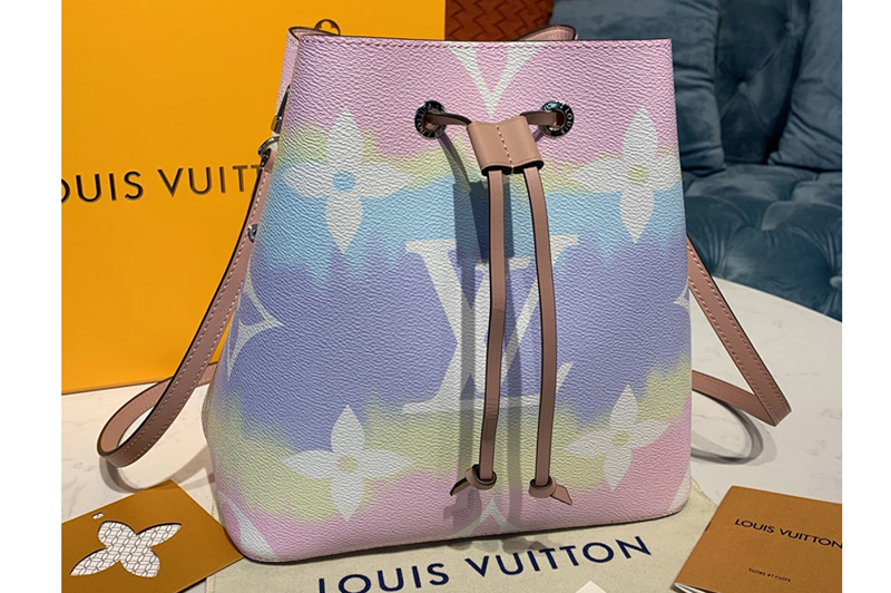 Louis Vuitton M45124 LV Escale NeoNoe MM Bucket Bags in Pastel Monogram Canvas