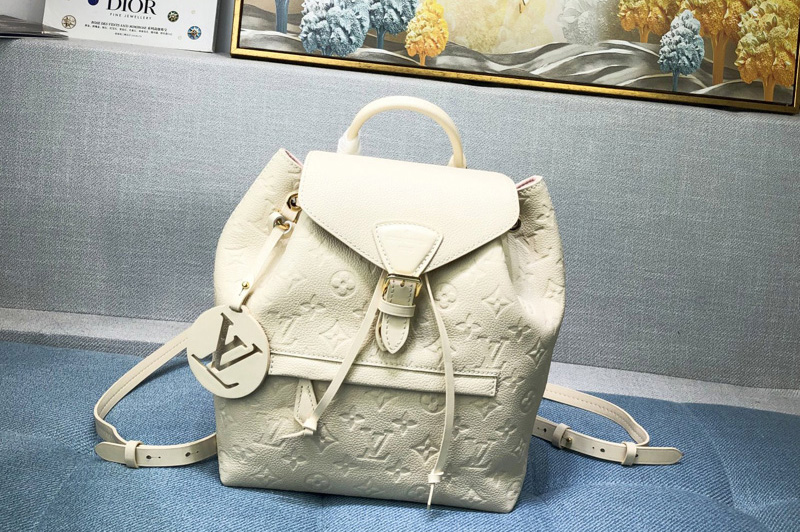 Louis Vuitton M45397 LV Montsouris Backpack IN Cream Monogram Empreinte embossed leather